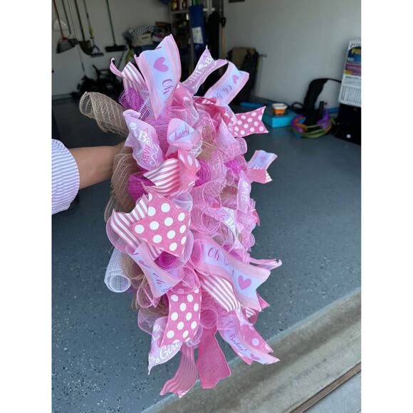 It’s A Girl! Pink Baby Wreath baby shower decor - Picture 3 of 6